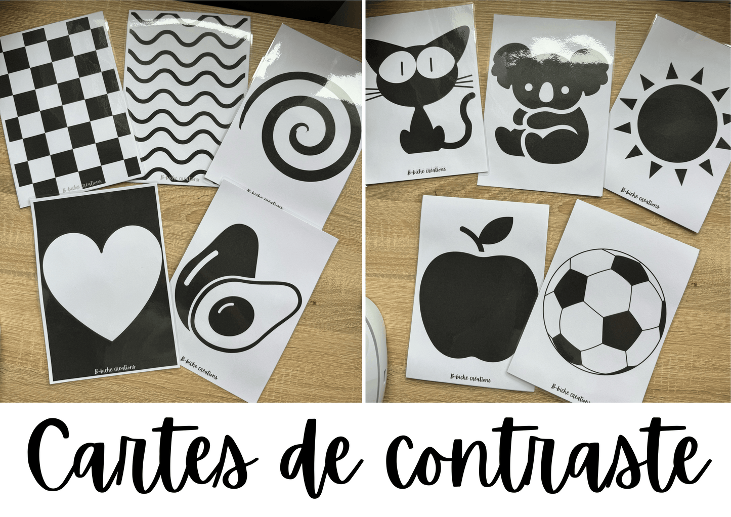 Cartes de contraste bébé 0-3 mois