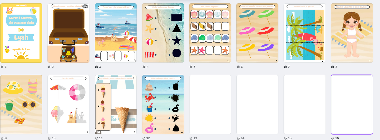 Livret d'activités Les vacances d'été