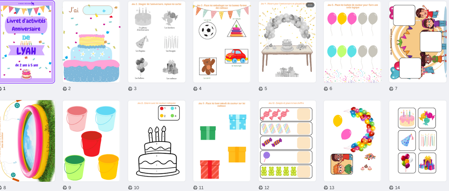 Livret d'activités | Anniversaire